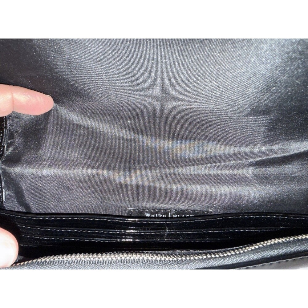WHBM Beige Black Striped Envelope Clutch Wallet Retro Mod Evening Bag - Picture 9 of 9